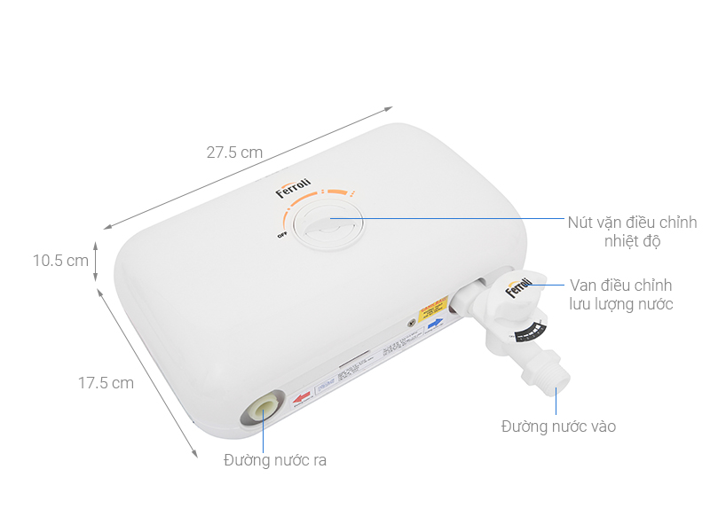 Máy nước nóng trực tiếp Ferroli Rita TE chống giật